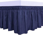 PureFit Wrap Around Ruffled Bed Skirt, Navy, Queen/King - 22" Drop by PureFit