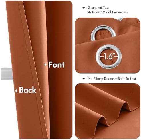 MIULEE Fall Blackout Curtains for Bedroom 2 Panels 40 x 54 Inch Long Rust - Image 4