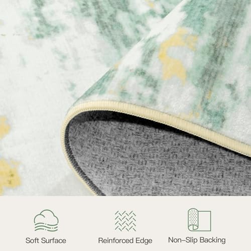5x7 Area Rug for Living Room, Abstract Washable Non-Slip Rugs, Light Green - Image 7