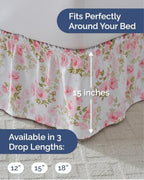 CGK Wrap Around Dust Ruffle Bed Skirt - King Size, 15" Inch, Bloom - Image 4