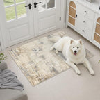2x3 Washable Entryway Rug: Modern Abstract Soft Carpet Beige Brown - Image 3