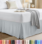 Queen Size Pleated Bed Skirt, Hides Under-Bed Storage 16" Drop, Light Grey by UTOPIABEDDING