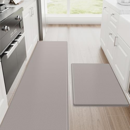 StepRite Kitchen Mats for Floor, 2-Piece Anti-Fatigue Kitchen Rugs, Khaki by Bringcushiontoyourlife