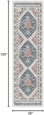 Madane Hallway Runner Rug 3x10 Washable Kitchen Runners 10ft, Navy Blue - Image 2