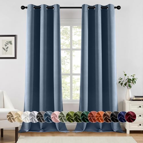 MIULEE Blackout Curtains for Bedroom 2 Panels 40 x 90 Inch Long Stone Blue by MIULEE