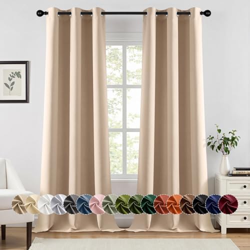 MIULEE Blackout Curtains for Bedroom 2 Panels 40 x 96 Inch Long Beige by MIULEE