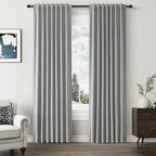 Guken 100% Blackout Linen Curtains 80 Inch Length 2 Panels Set for Living Room Bedroom Back Tab Thermal Insulated Black Out Linen Drapes Room Darkening Window Curtains,Dark Grey by Guken