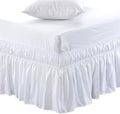 MEILA Wrap Around Elastic Bed Skirt for Twin & Full Beds, 12" Drop, White by MEILA