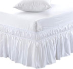 MEILA Wrap Around Elastic Bed Skirt for Twin & Full Beds, 12" Drop, White by MEILA