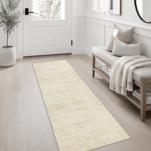 2x6 Washable Runner Rug：Modern Abstract Kitchen Soft Carpet Beige - Image 3