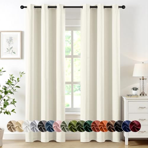 MIULEE Blackout Curtains for Bedroom 2 Panels 40 x 72 Inch Long Cream