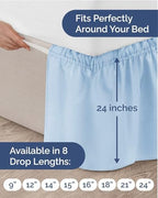 CGK Wrap Around Dust Ruffle Bed Skirt - Full Size, 24" Inch, Baby Blue - Image 4