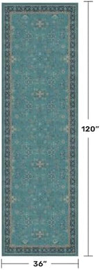 Hazo Haus Teal 10ft Long Hallway Runner Rug - 3 x 10 Runner Rug, Boho Washable 3x10 Kitchen Floor Mat - Vintage Eclectic Boho Design Décor - Image 2