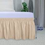PureFit Wrap Around Ruffled Bed Skirt, Beige, Queen/King - 22" Drop - Image 5