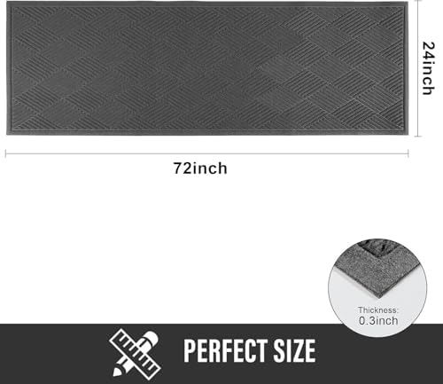 HIYARD Sturdy Front Door Mat, Absorbent Muddy Dirt Resist Welcome Door Mats Outdoor Indoor, Stain and Fade Resistant, Non-Slip Rubber Backing Low Profile Doormat for Entryway, 72×24, Charcoal - Image 2