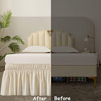 MEILA Wrap Around Elastic Bed Skirt for Queen & King Beds, 24" Drop,Beige - Image 5
