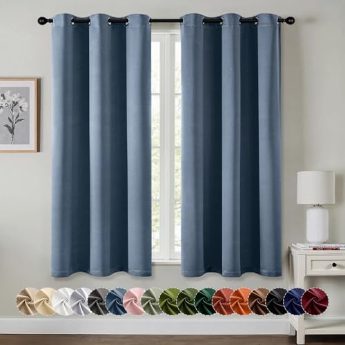 MIULEE Blackout Curtains for Bedroom 2 Panels 34 x 45 Inch Long Stone Blue by MIULEE