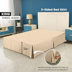 King Size Pleated Bed Skirt, Hides Under-Bed Storage 16 Inch Drop, Beige - Image 2