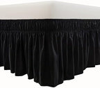 MEILA Wrap Around Elastic Bed Skirt for Twin & Full Beds, 14" Drop, Black by MEILA
