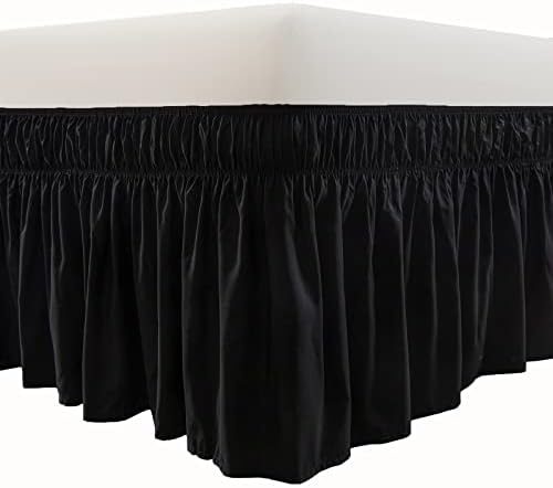 MEILA Wrap Around Elastic Bed Skirt for Twin & Full Beds, 16" Drop, Black by MEILA