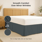 King Size Pleated Bed Skirt, Hides Under-Bed Storage 16 Inch Drop, Grey - Image 6