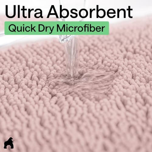 GORILLA GRIP Bath Rug Mat for Bathroom, Absorbent Chenille 30x20 Dusty Rose - Image 5