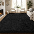 PLHXFR 6x9 Area Rugs Living Room: Fluffy Bedroom Rug Shag Carpet Black - Image 2