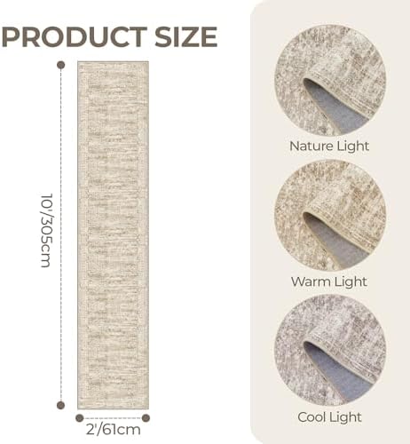 2x10 Runner Rug Non Slip,Washable Hallway Runner Rug,Brown - Image 2