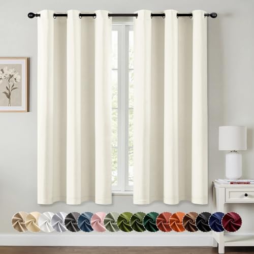 MIULEE Blackout Curtains for Bedroom 2 Panels 40 x 63 Inch Long Cream by MIULEE