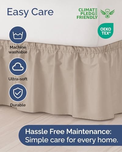 CGK Wrap Around Dust Ruffle Bed Skirt - Full Size, 12" Inch, Wheat - Image 6