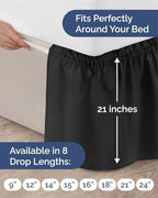 CGK Wrap Around Dust Ruffle Bed Skirt - King Size, 21" Inch, Black - Image 4