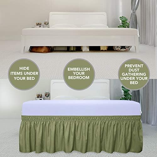 PureFit Wrap Around Ruffled Bed Skirt, Light Green, Twin/Full - 18" Drop - Image 3