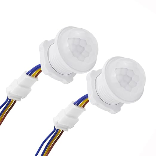 Scpopfer 2Pack Motion Sensor Light Switch 100-240V 40W PIR Human Body Activated LED Sensors Home Smart Infrared Induction Detector Mini Wall Light Switch
