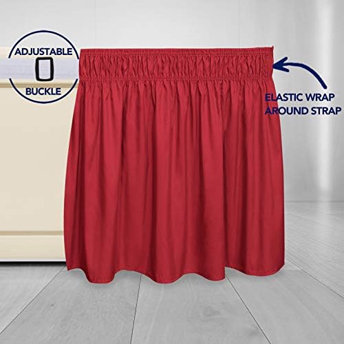 PureFit Wrap Around Ruffled Bed Skirt, Red, Queen/King - 14" Drop - Image 4