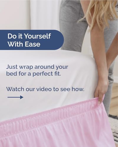 CGK Wrap Around Dust Ruffle Bed Skirt - Full Size, 18" Inch, Light Pink - Image 3