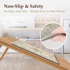 Boho Kitchen Mats for Floor 2PC Anti Fatigue Kitchen Rugs, Green Beige - Image 4