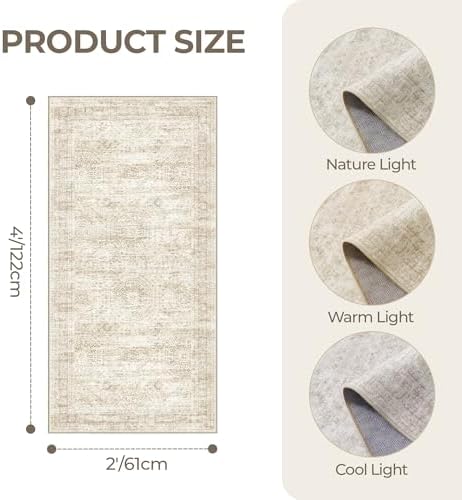 2x4 Rug Runners for Hallways Non Slip,Beige - Image 2