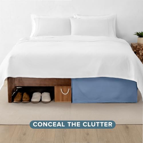 Bare Home Bed Skirt 15-Inch Drop 1800 Ultra-Soft (Queen, Coronet Blue) - Image 4