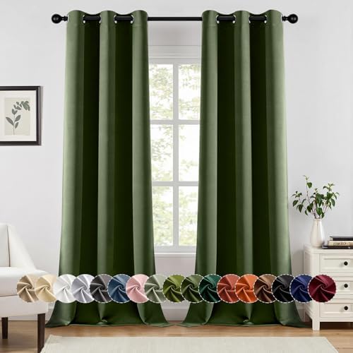 MIULEE Blackout Curtains for Bedroom 2 Panels 40 x 90 Inch Long Olive Green by MIULEE