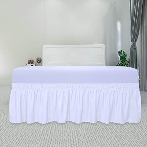 PureFit Wrap Around Ruffled Bed Skirt, White, Queen/King - 22" Drop - Image 2