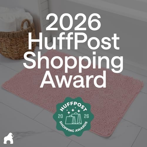 GORILLA GRIP Bath Rug Mat for Bathroom, Absorbent Chenille 60x24 Light Pink - Image 6