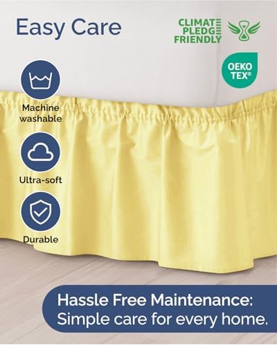 CGK Linens Wrap Around Dust Ruffle Bed Skirt - Full, 15" Yellow - Image 6