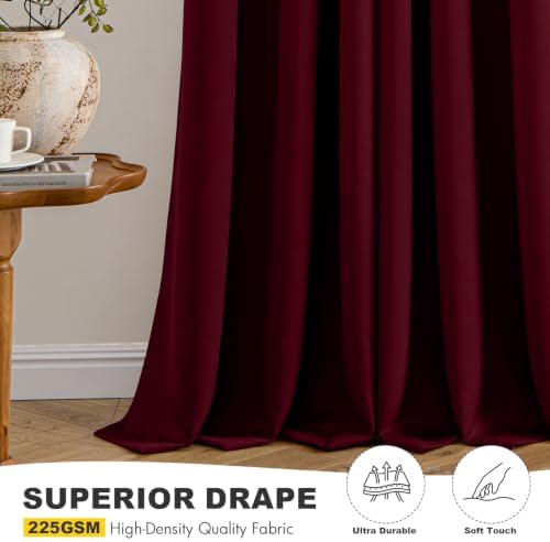 MIULEE Christmas Blackout Curtains for Bedroom 2 Panels 40"x72" Burgundy - Image 5