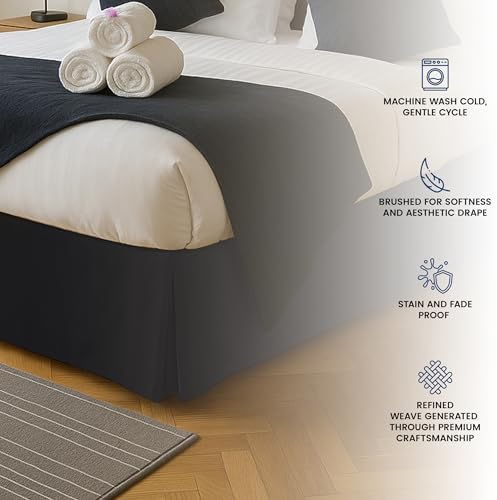 Full Size Pleated Bed Skirt, Hides Under-Bed Storage 16 Inch Drop, Black - Image 5