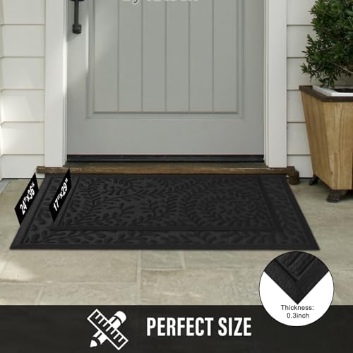 HIYARD Front Door Mat, Absorbent Dirt Trapping Welcome Door Mat Indoor Outdoor, Non Slip Entry Mat, Indoor Outdoor Door Mats, Fade Resistant, Low Profile Doormat for Entrywayy, 36×24, Black - Image 6