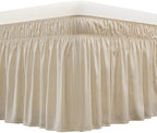 MEILA Wrap Around Elastic Bed Skirt for Twin & Full Beds, 14" Drop, Beige by MEILA