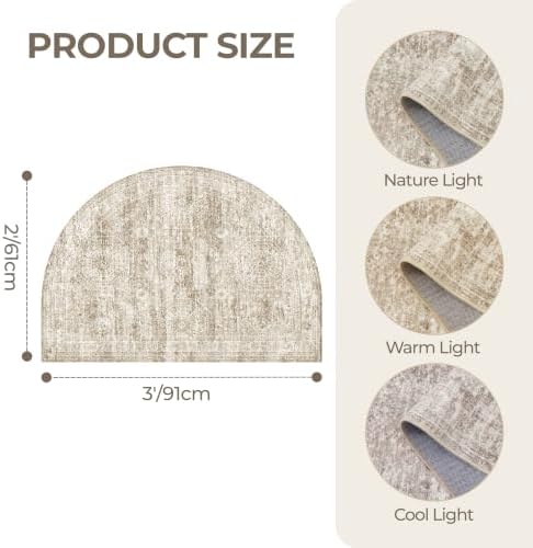2x3 Half Circle Rug, Small Washable Entryway Rug,Brown - Image 2
