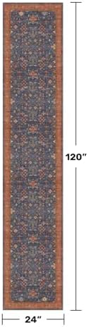 Hazo Haus Navy Blue Washable Hallway Runner Rug 2x10 Non Slip Rugs for Kitchen, Mudroom, Bathroom, Hall Way - 10 ft Long Dark Boho Geometric Decor, Fade & Stain Resistance - Image 2