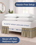 CGK Wrap Around Dust Ruffle Bed Skirt - Full Size, 14" Inch, Khaki - Image 2