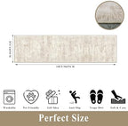 Runner Rug 2x10 Washable Non-Slip Hallway: Vintage Boho Carpet with Rubber Backing for Kitchen Entryway Hall Holiday Farmhouse Neutral Cream Long Runners (Cream/Beige,2'x10') - Image 2